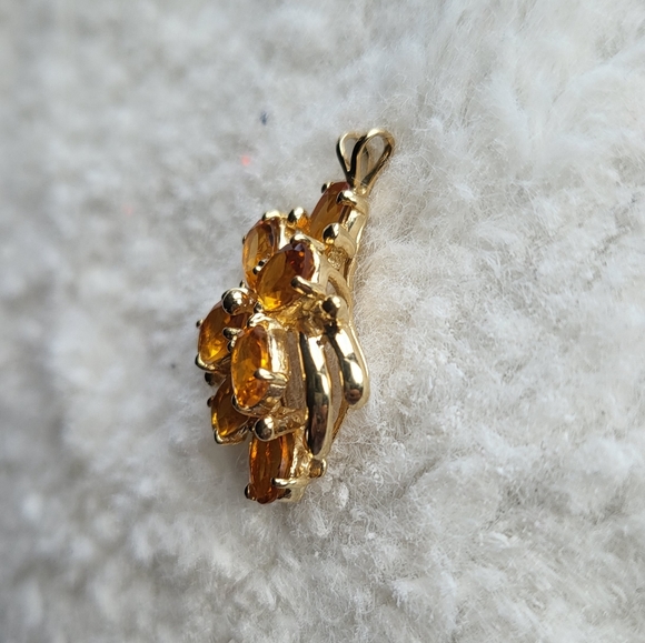 Gorgeous Genuine Citrine multi stones 14k solid gold pendant 🧡✨️ New! - Picture 7 of 11